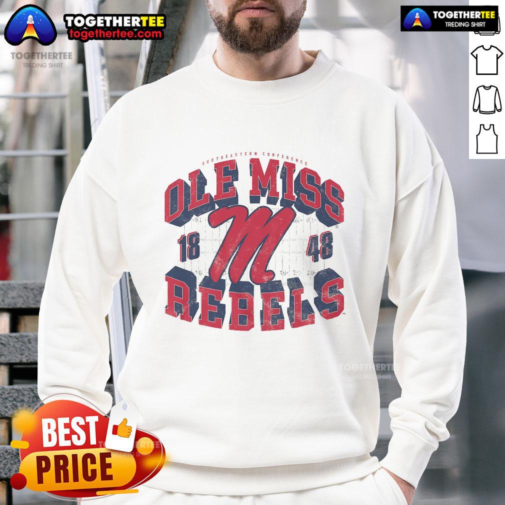 Official Ole Miss Rebels Field Arched Wordmark 1848 T-Shirt - Image 5