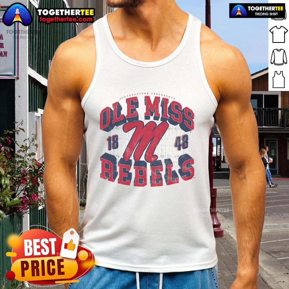 Official Ole Miss Rebels Field Arched Wordmark 1848 T-Shirt - Image 4