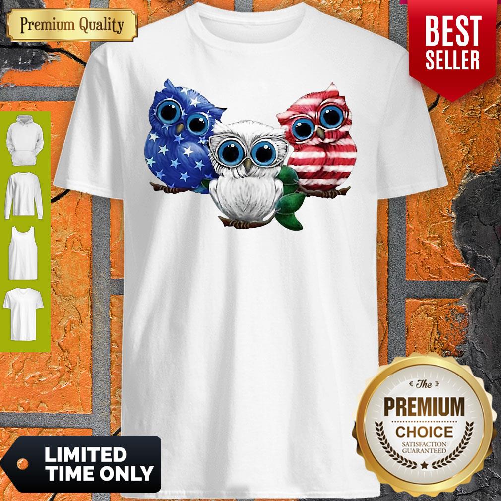 Official Owl Blue White Red American Flag Shirt