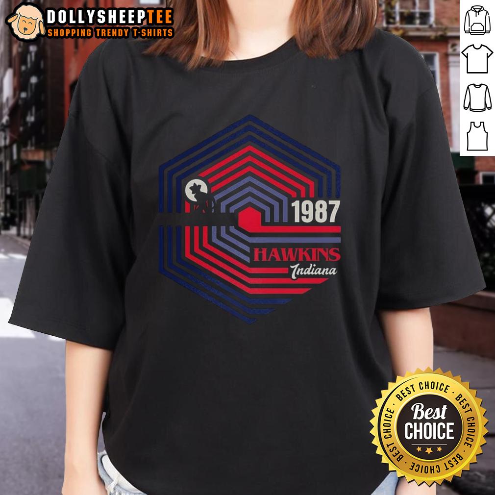 Official Stranger Things Hawkins Indiana 1987 Demogorgon Logo T-Shirt - Image 3