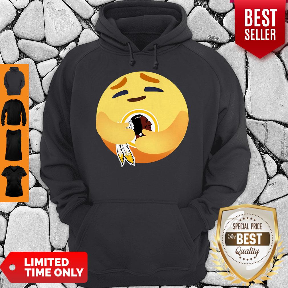 Funny Love The Washington Redskins Love Hug Facebook Care Emoji Shirt - Image 4