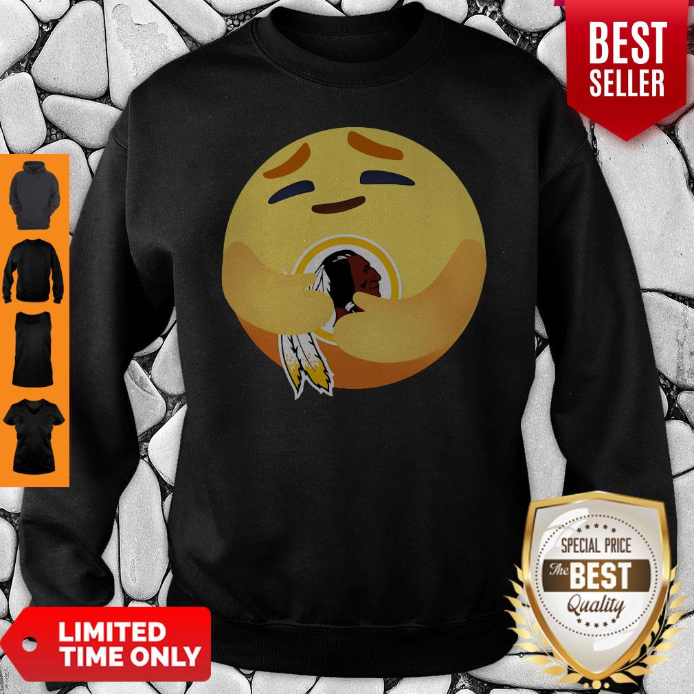 Funny Love The Washington Redskins Love Hug Facebook Care Emoji Shirt - Image 3