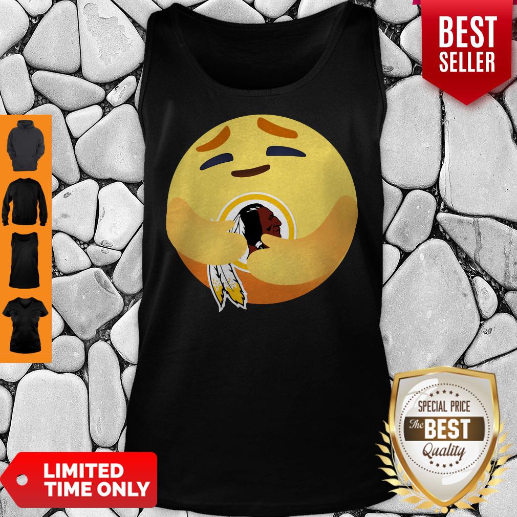 Funny Love The Washington Redskins Love Hug Facebook Care Emoji Shirt - Image 2