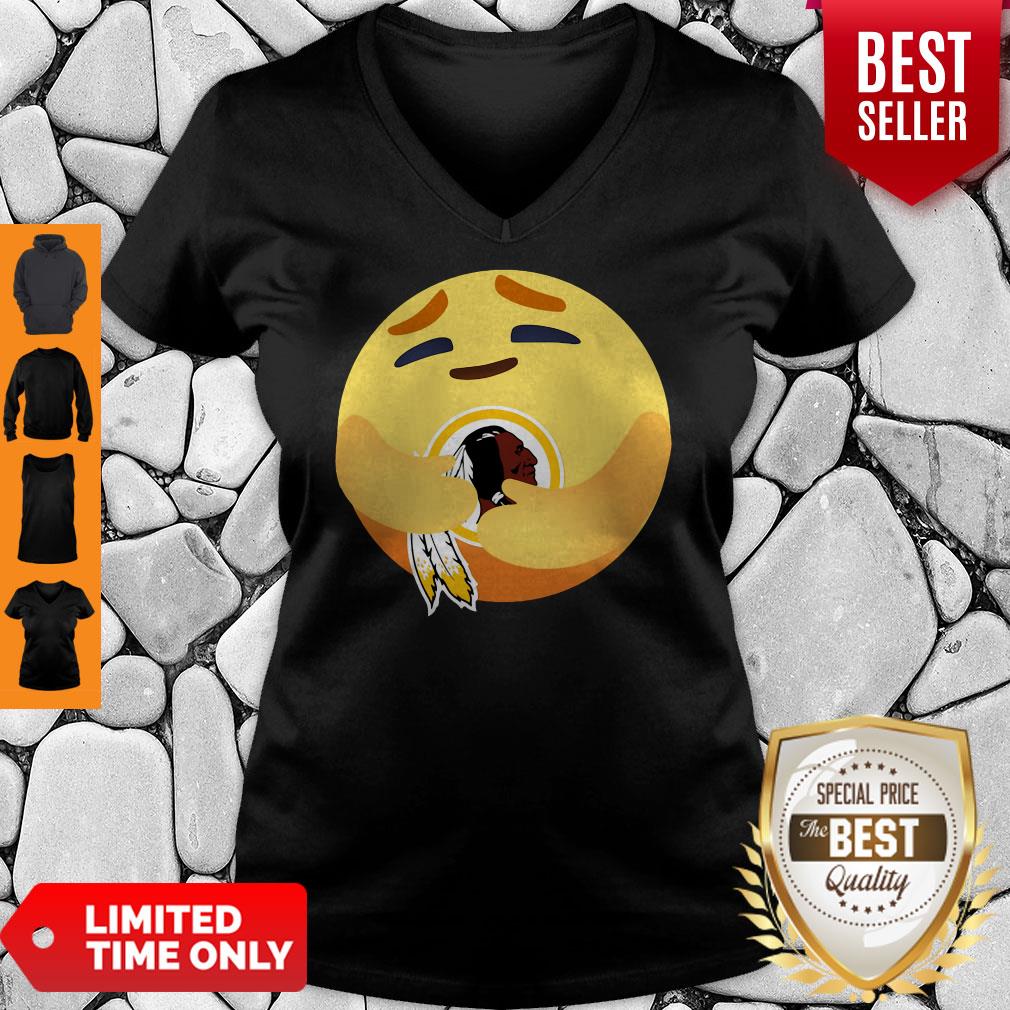 Funny Love The Washington Redskins Love Hug Facebook Care Emoji Shirt - Image 5