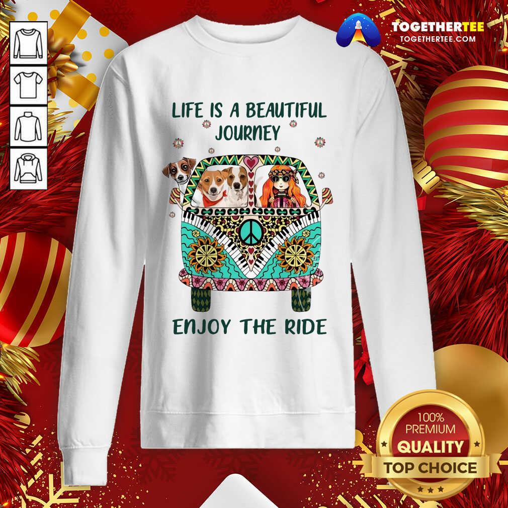 Nice Hippie Bus Girl And Dog Life Is A Beautiful Journey Enjoy The Ride Shirt - Image 4