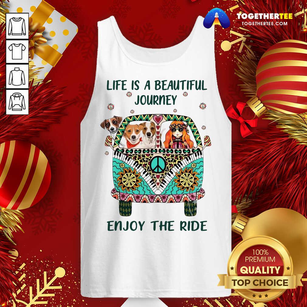 Nice Hippie Bus Girl And Dog Life Is A Beautiful Journey Enjoy The Ride Shirt - Image 3