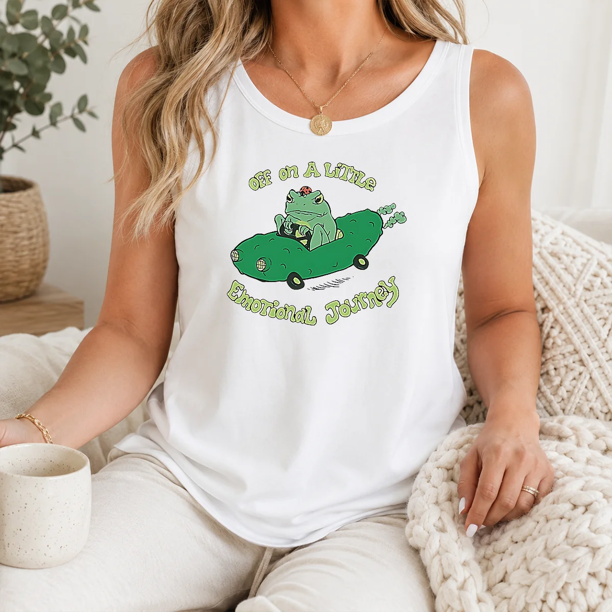 Hot Top Off On A Little Emotional Journey Frog In A Pickle Car Shirt - Image 3