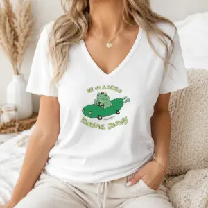 Alternative view of Hot Top Off On A Little Emotional Journey Frog In A Pickle Car Shirt
