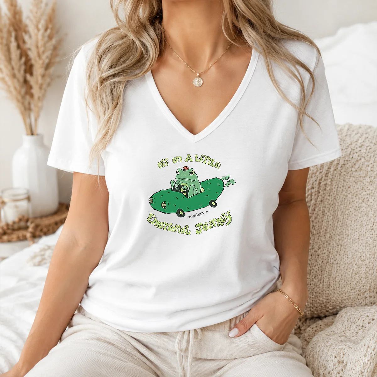 Hot Top Off On A Little Emotional Journey Frog In A Pickle Car Shirt - Image 2