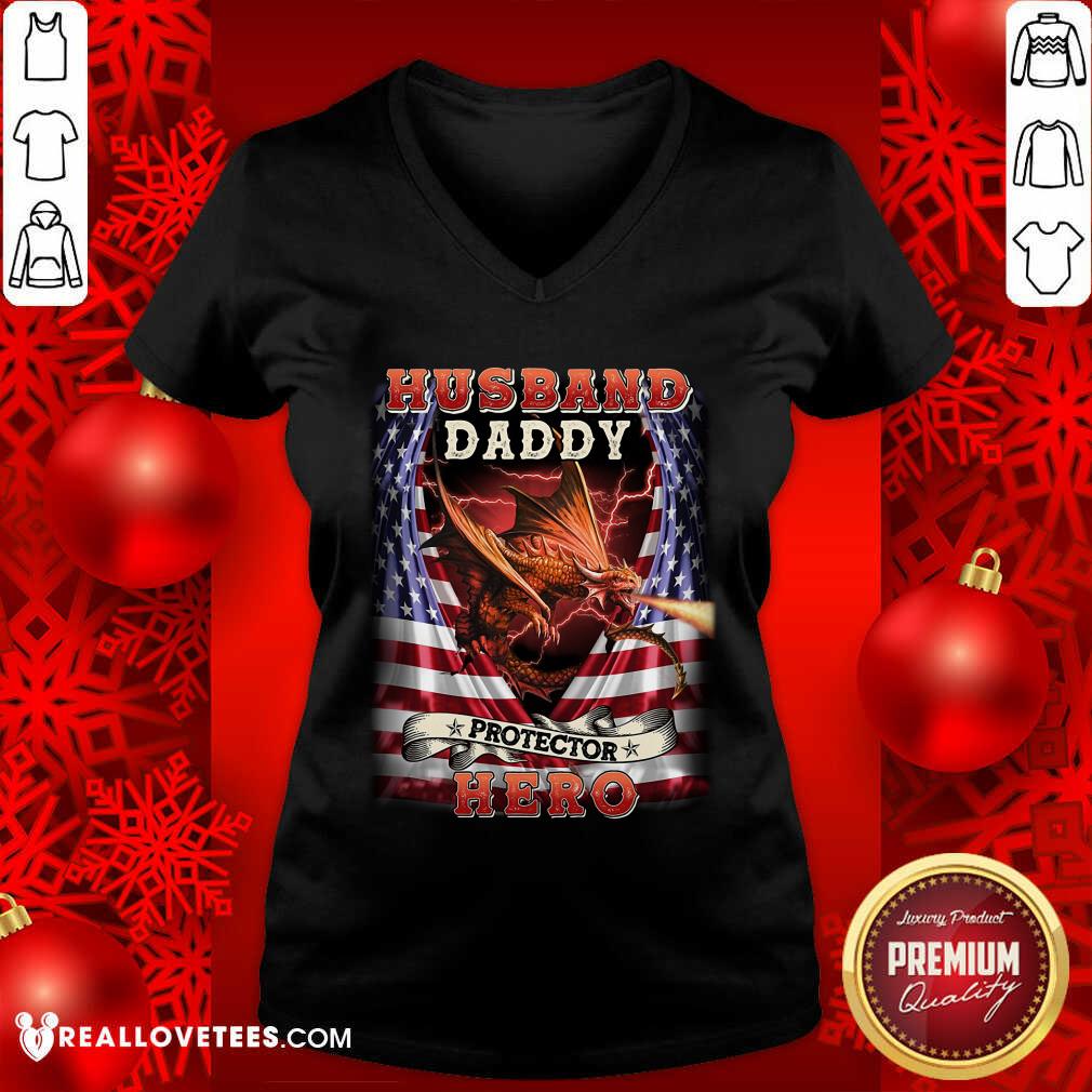 Husband Daddy Protector Hero American Flag Shirt - Image 3