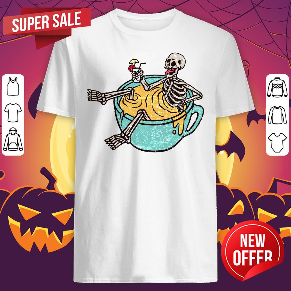 Halloween Skeleton Drinking Coffee Dia De Los Muertos Day Dead Shirt