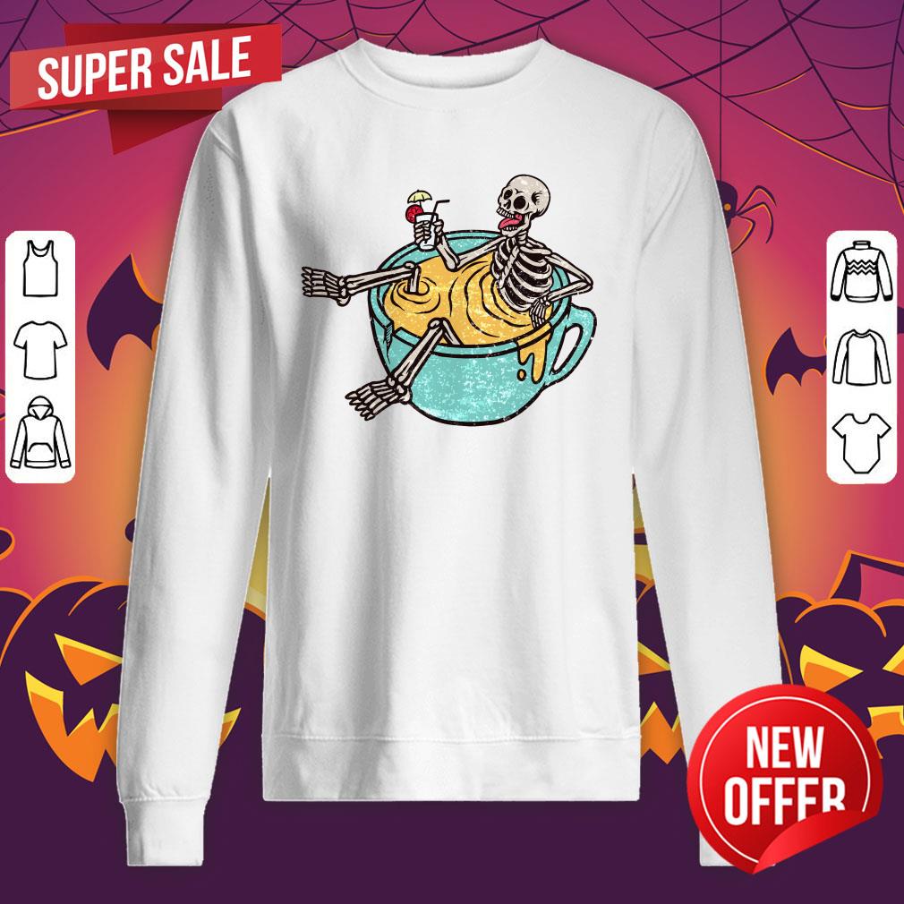 Halloween Skeleton Drinking Coffee Dia De Los Muertos Day Dead Shirt - Image 5