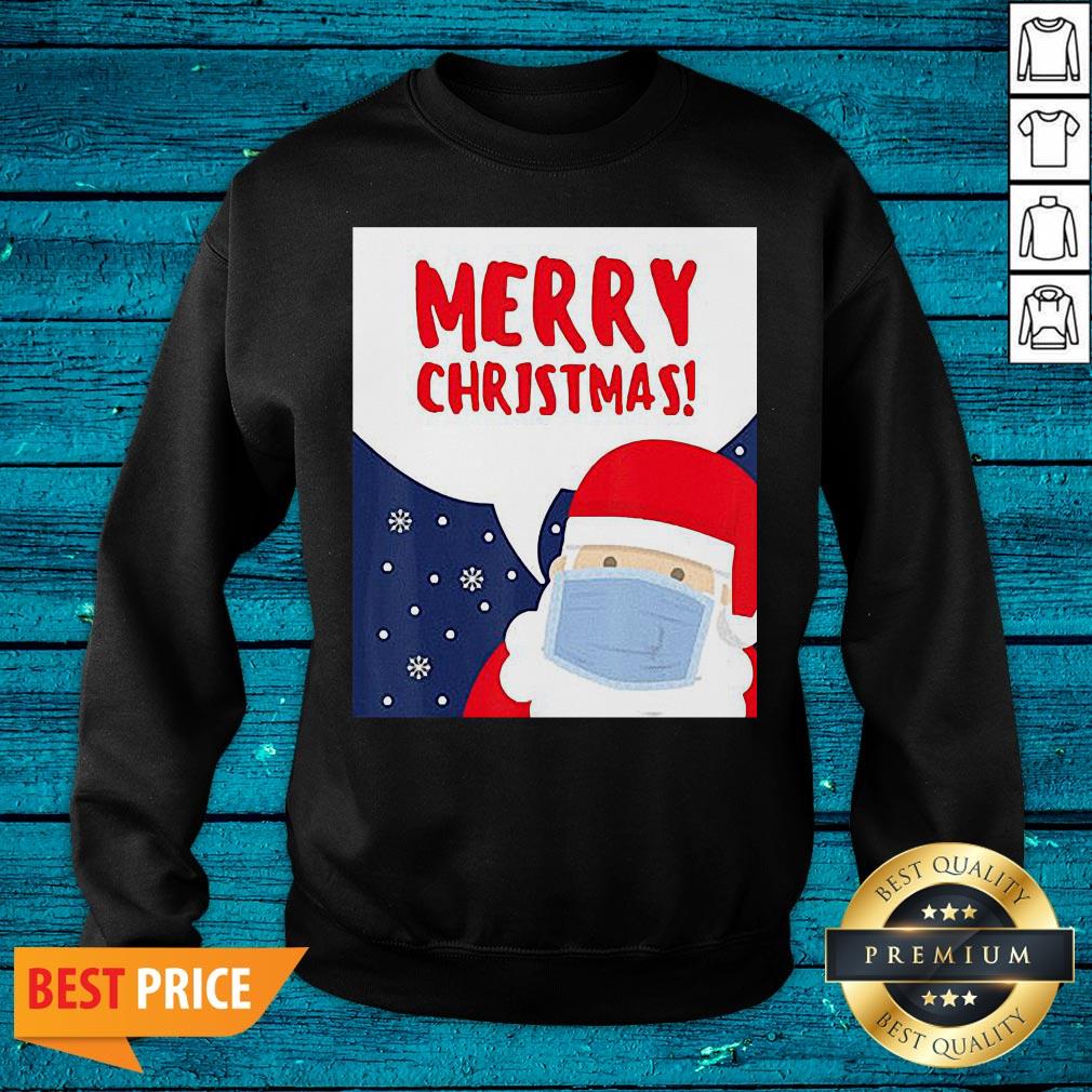 Nice Merry Christmas With Santa Wearing A Mask Shirt - Image 2