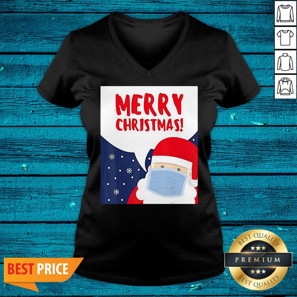 Nice Merry Christmas With Santa Wearing A Mask Shirt - Image 4