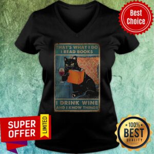 Alternative view of Cat That’s What I Do Read Books Drink Wine & I Know Things Portrait Poster Wrapped Canvas Shirt