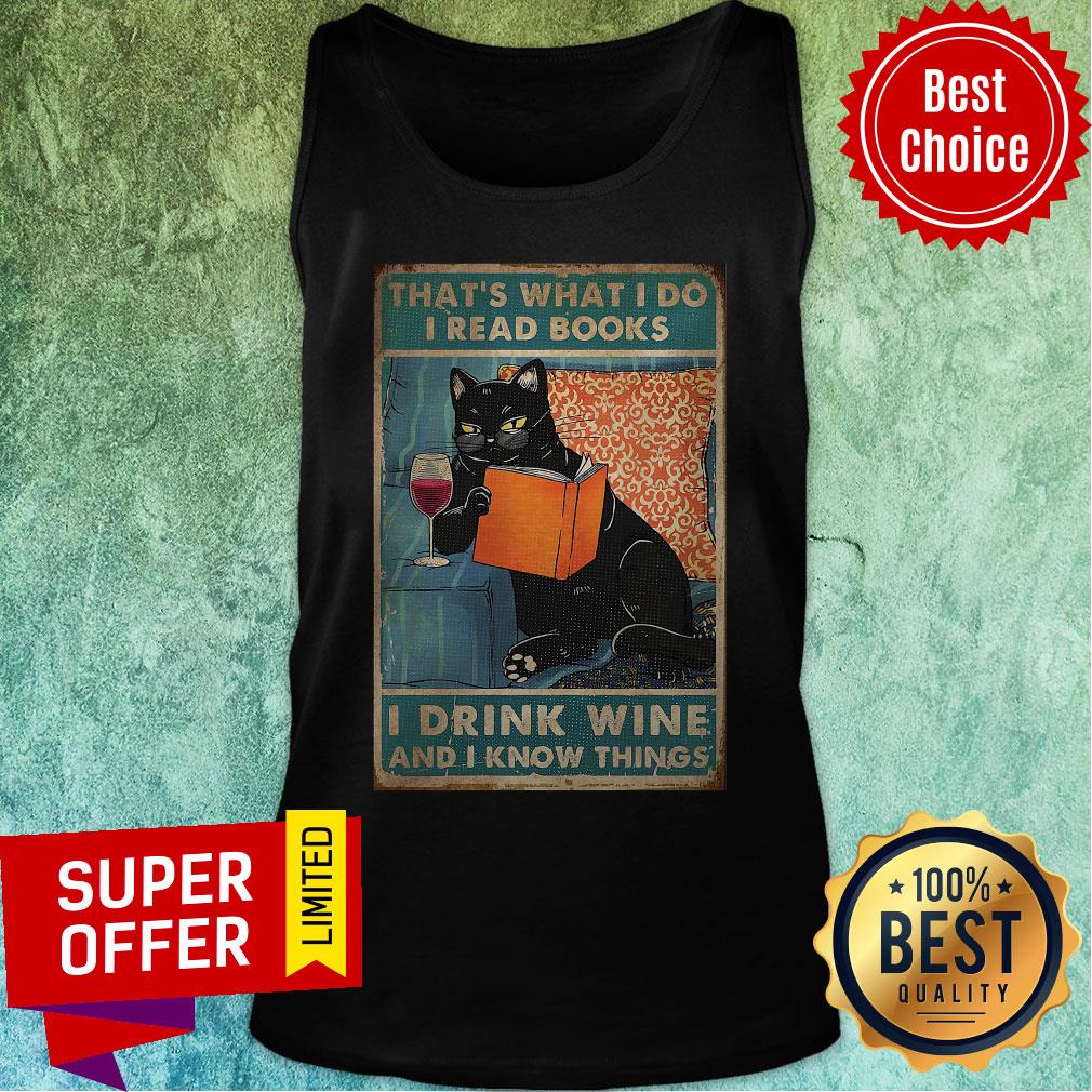 Cat That’s What I Do Read Books Drink Wine & I Know Things Portrait Poster Wrapped Canvas Shirt - Image 5