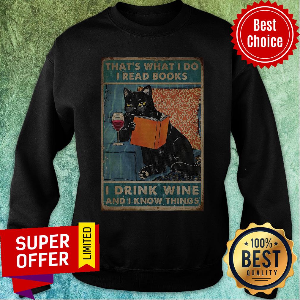 Cat That’s What I Do Read Books Drink Wine & I Know Things Portrait Poster Wrapped Canvas Shirt - Image 4