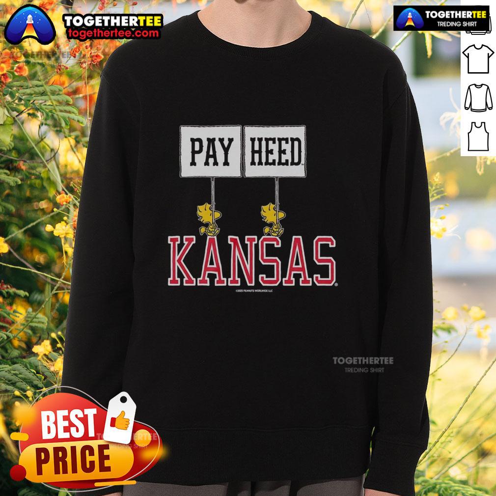 Original Peanuts Woodstock X Kansas Gameday Pay Heed T-Shirt - Image 5