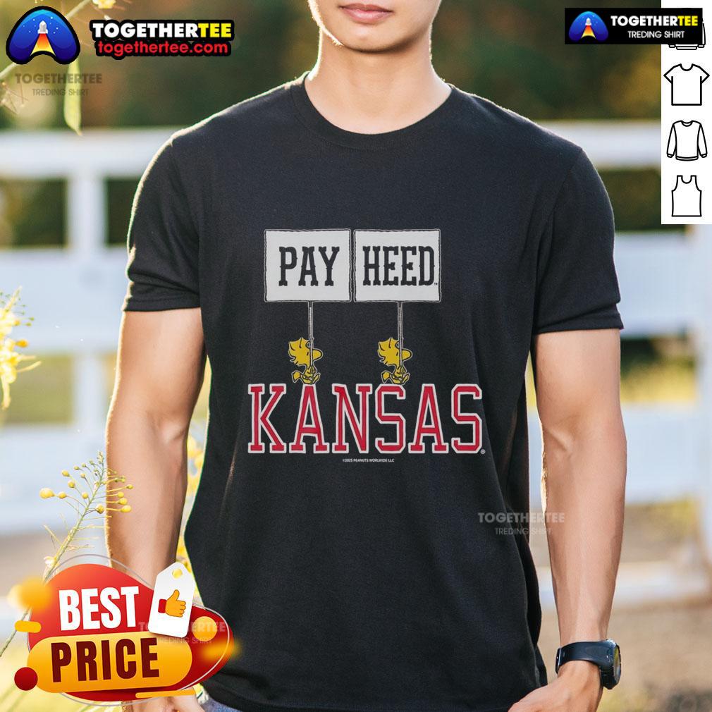 Original Peanuts Woodstock X Kansas Gameday Pay Heed T-Shirt