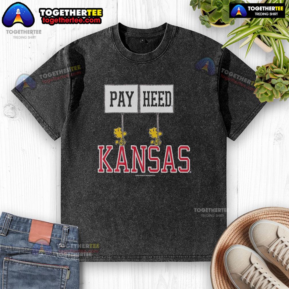 Original Peanuts Woodstock X Kansas Gameday Pay Heed T-Shirt - Image 6
