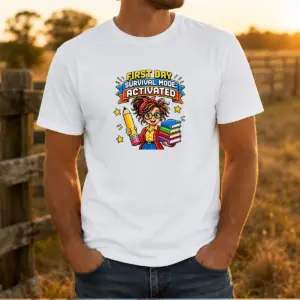Pretty First Day Survival Mode Teacher Pixel Shirt