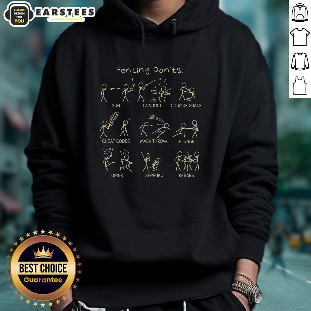 Good Fencing Don'ts Funny Fencing Stickman T-Shirt - Image 2