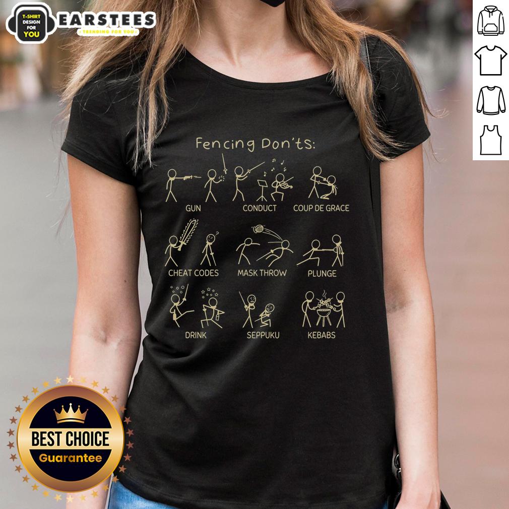 Good Fencing Don'ts Funny Fencing Stickman T-Shirt - Image 3