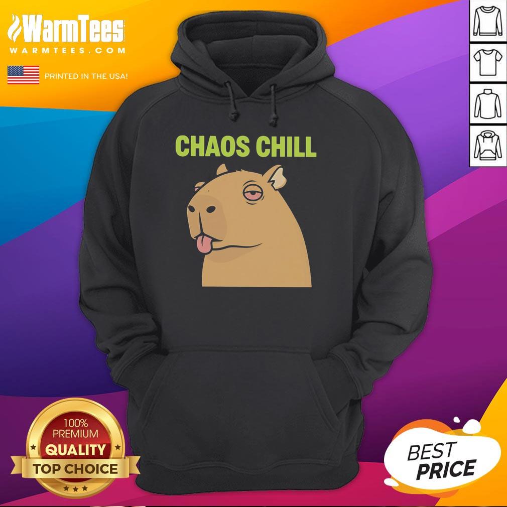 Nice Capybara Red Eyes Sticking Out Her Tongue Chaos Chill Meme T-Shirt - Image 2