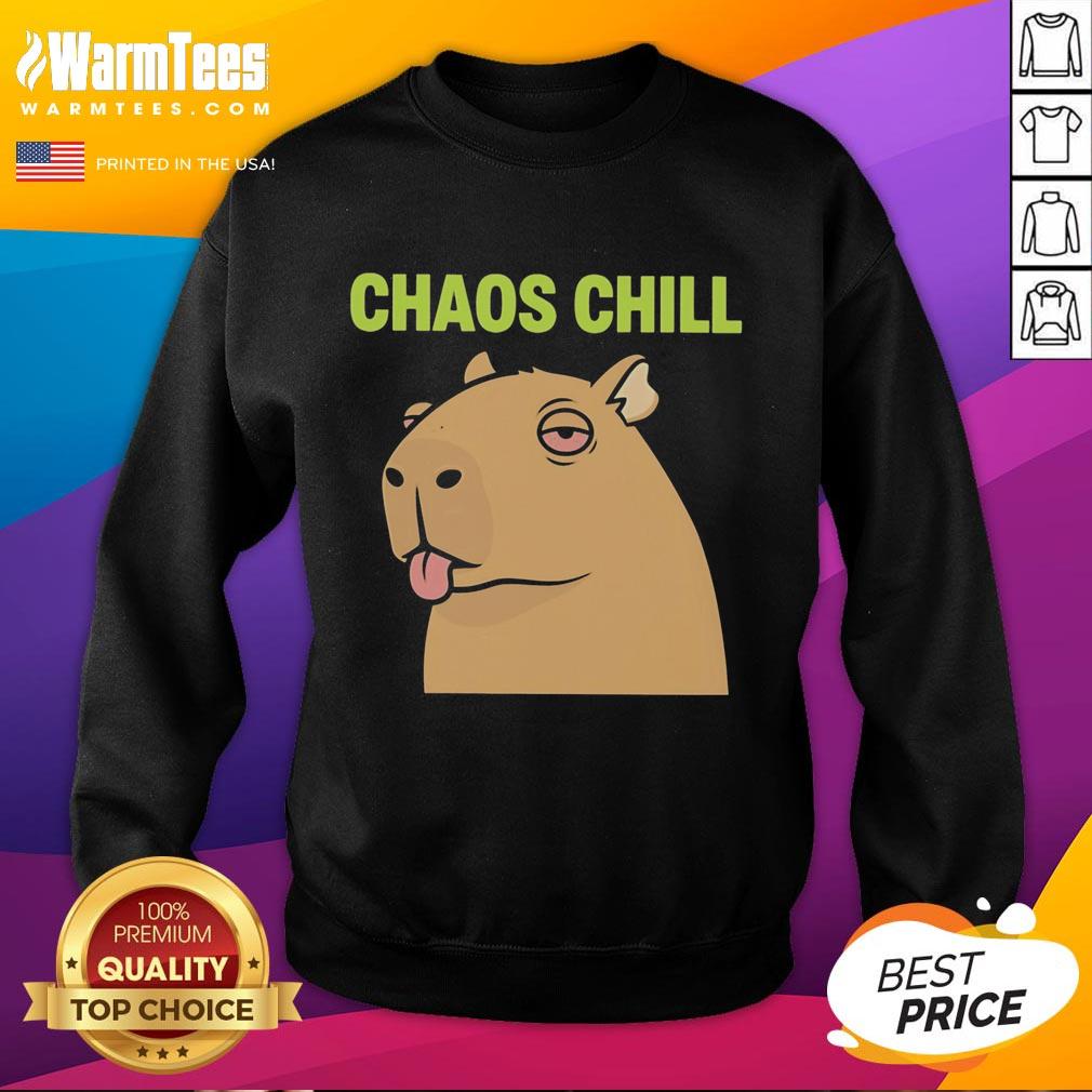 Nice Capybara Red Eyes Sticking Out Her Tongue Chaos Chill Meme T-Shirt - Image 5