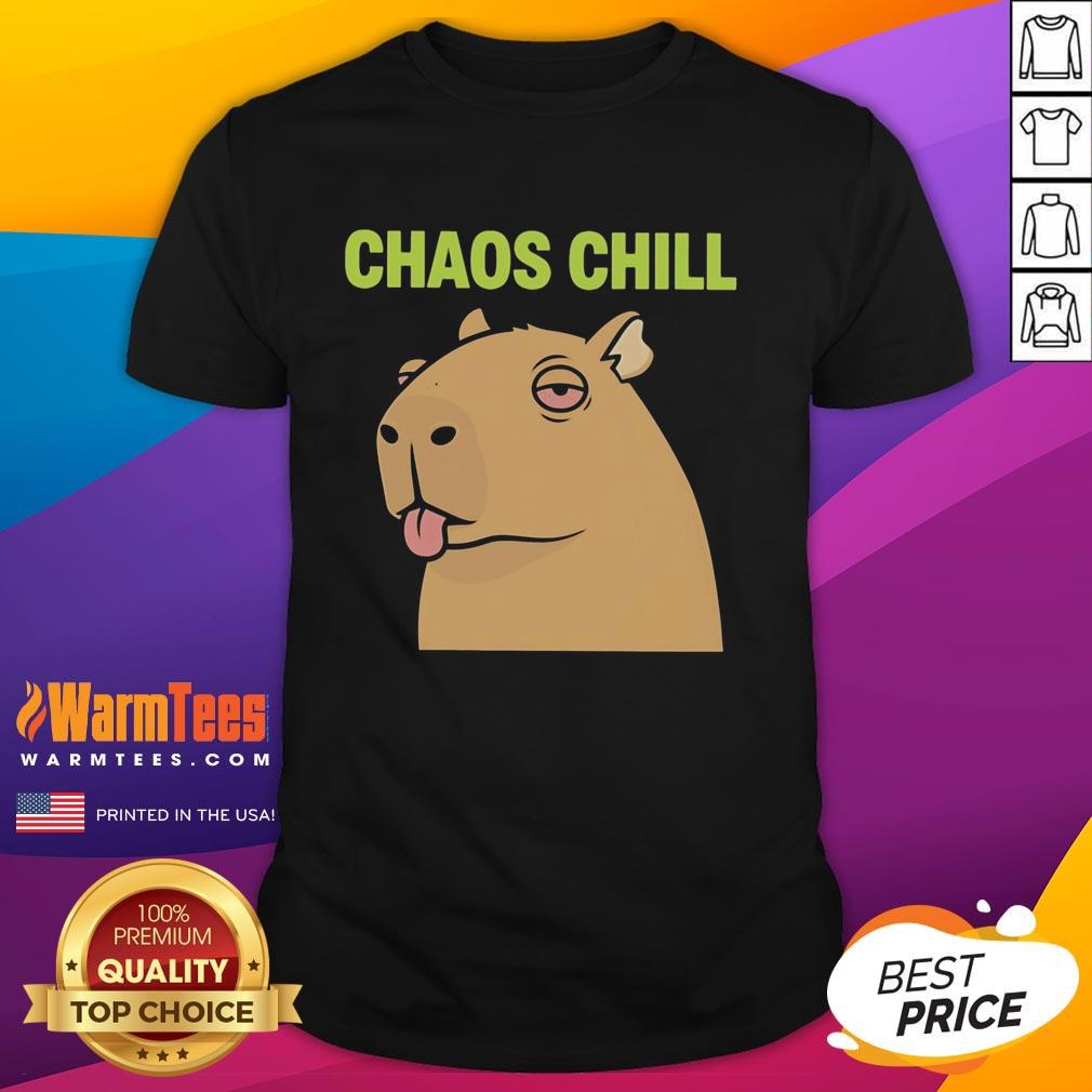 Nice Capybara Red Eyes Sticking Out Her Tongue Chaos Chill Meme T-Shirt