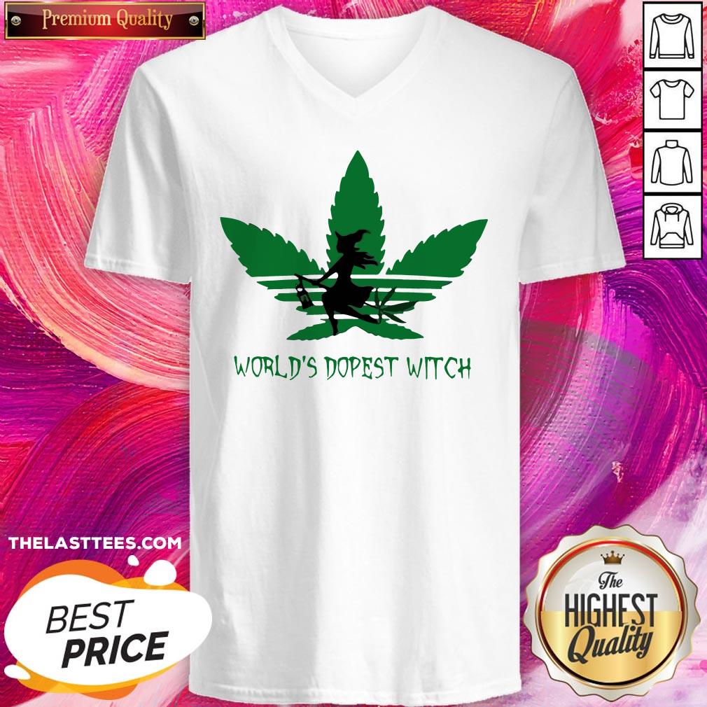 Perfect Weed World’s Dopest Witch Adidas Halloween Shirt - Image 2
