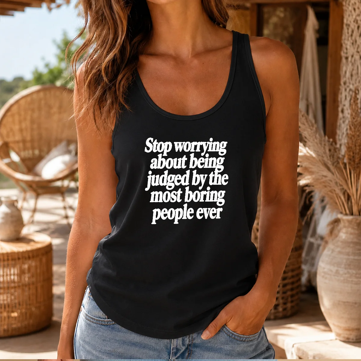 Awesome Stop Worrying About Being Judged By The Most Boring People Ever Text Shirt - Image 3