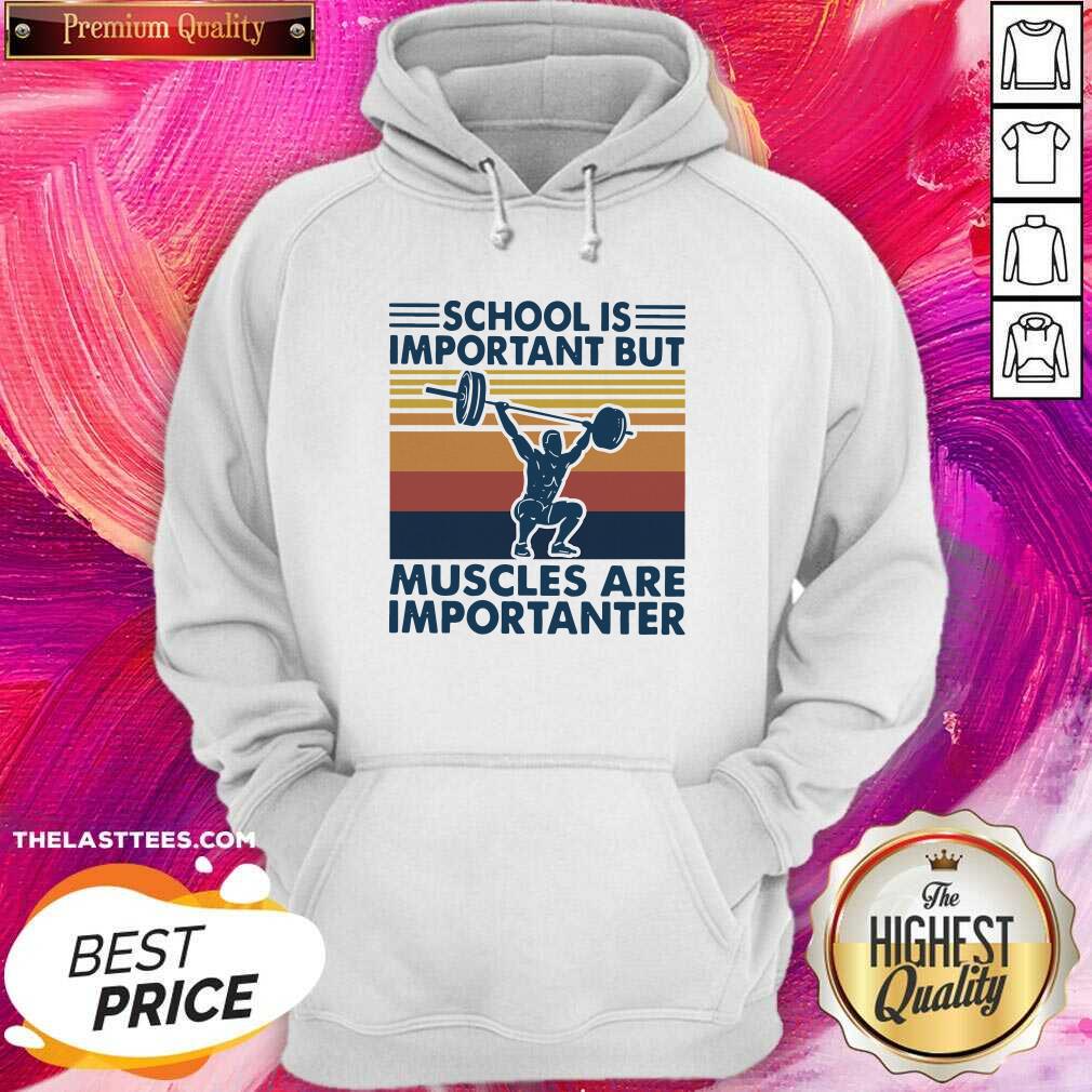 Cute School Is Important But Muscles Are Importanter Vintage Retro Shirt - Image 5