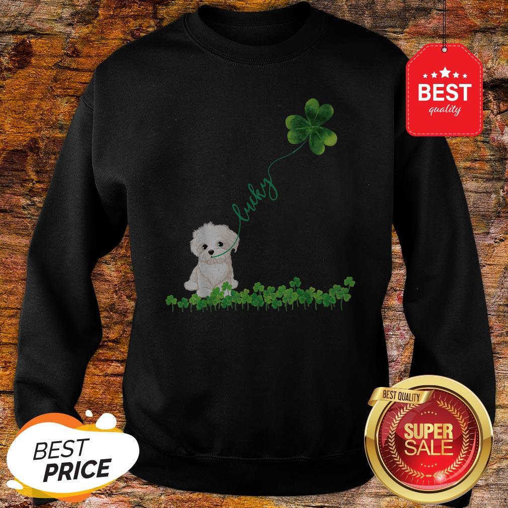 Lucky Maltese Dog Shamrock St Patrick Day Shirt - Image 4