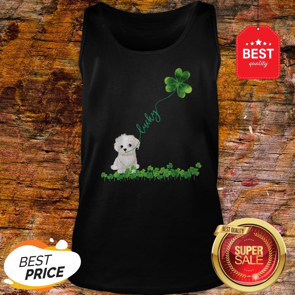 Lucky Maltese Dog Shamrock St Patrick Day Shirt - Image 3