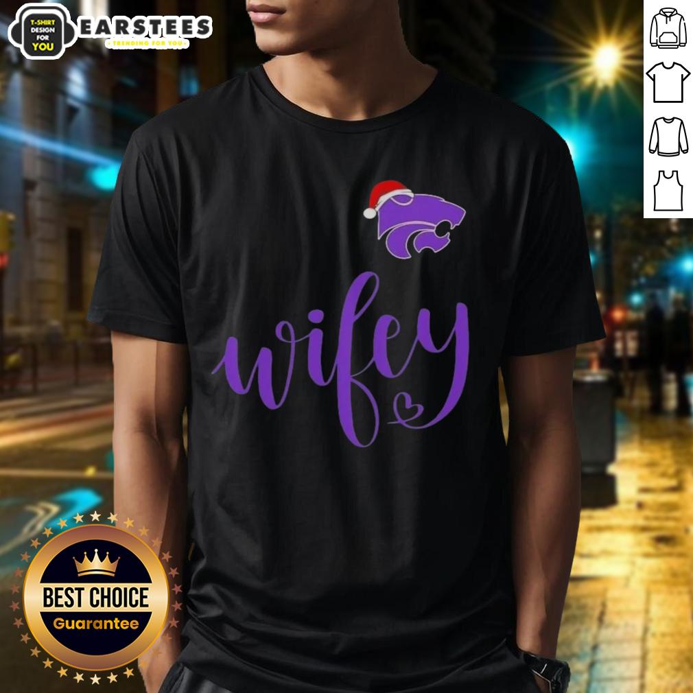 Good Wifey Kansas State Wildcats Santa Hat Merry Christmas T-Shirt