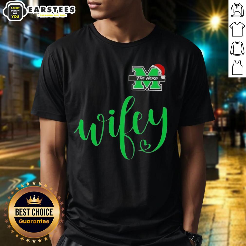 Good Wifey Marshall Thundering Herd Santa Hat Merry Christmas T-Shirt