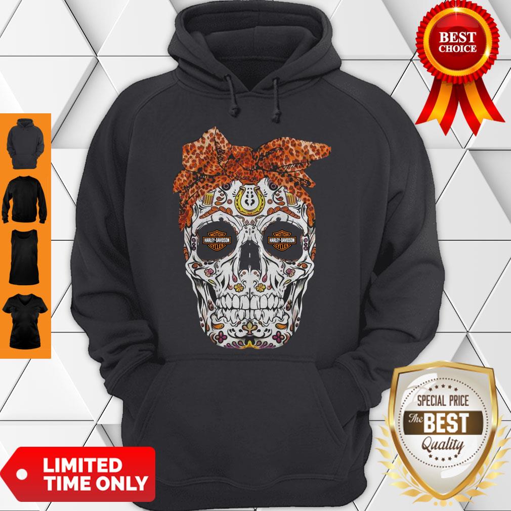 Nice Skull Leopard Motor Cycles Harley Davidson Shirt - Image 2