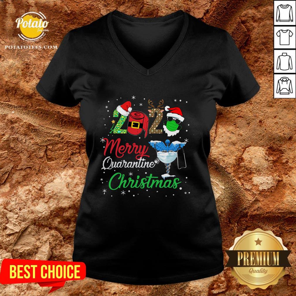 Hot 2020 Merry Quarantine Christmas Nurse Face Mask Gift Shirt - Image 2