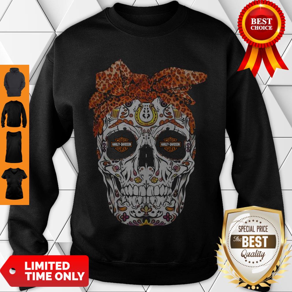 Nice Skull Leopard Motor Cycles Harley Davidson Shirt - Image 3