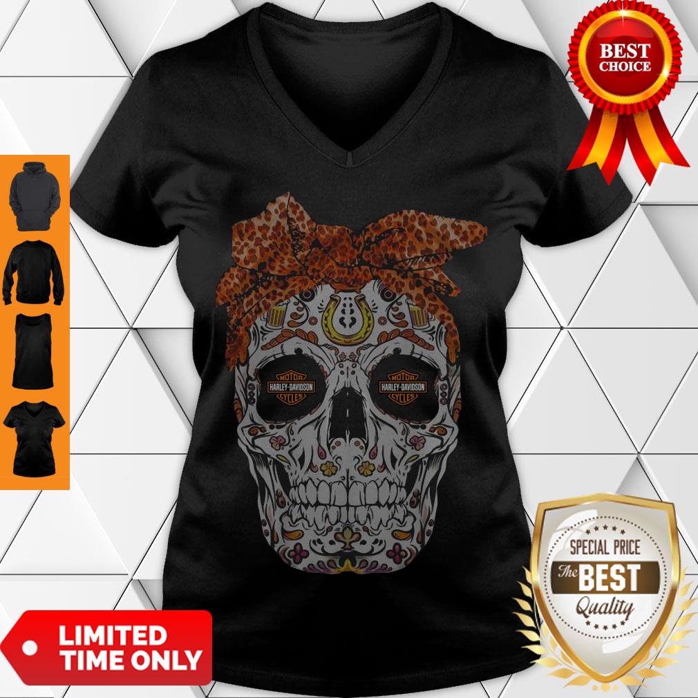 Nice Skull Leopard Motor Cycles Harley Davidson Shirt - Image 5