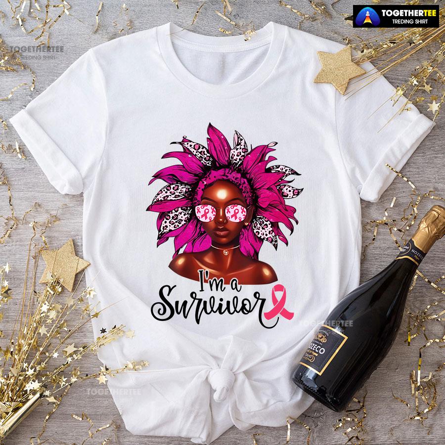 I’m A Survivor Leopard Black Girl Breast Cancer T-Shirt - Image 2