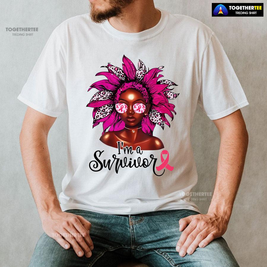I’m A Survivor Leopard Black Girl Breast Cancer T-Shirt - Image 3