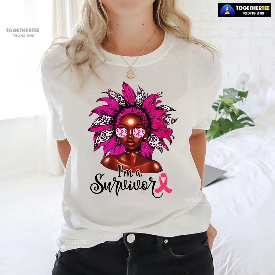 I’m A Survivor Leopard Black Girl Breast Cancer T-Shirt - Image 4