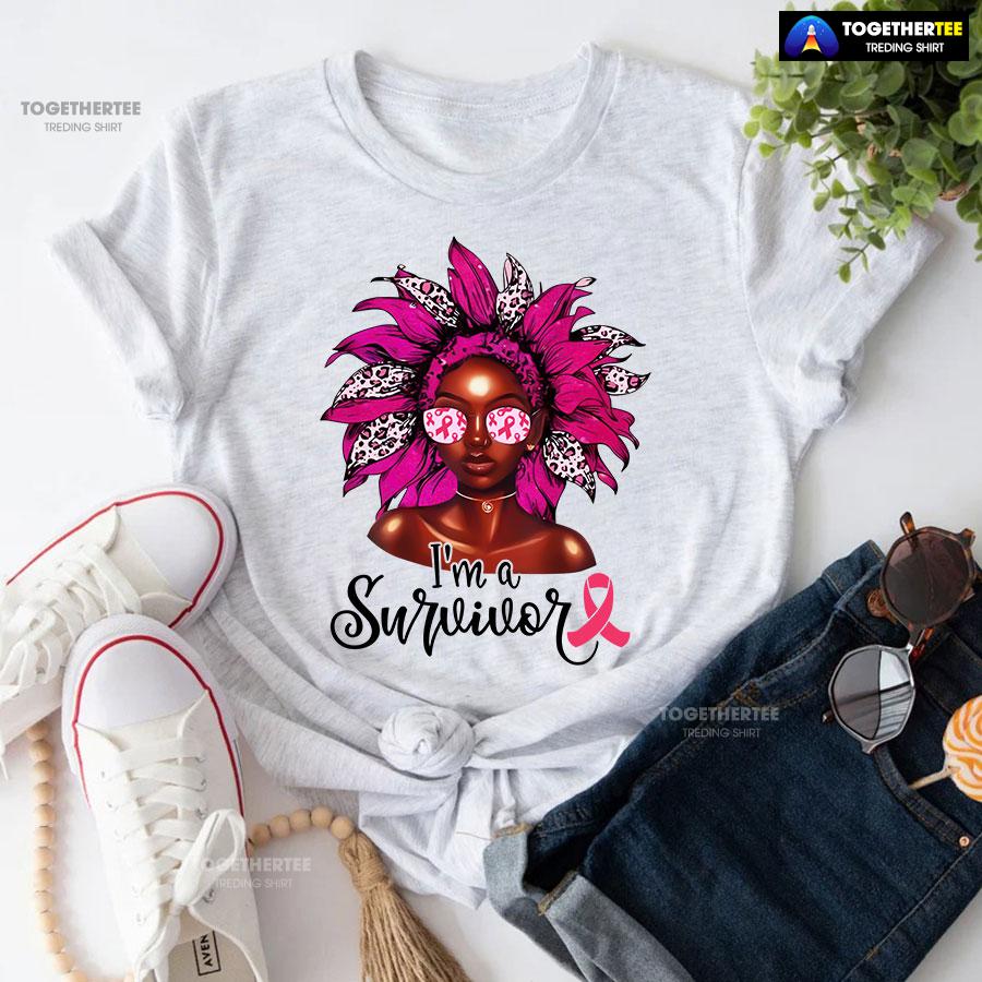 I’m A Survivor Leopard Black Girl Breast Cancer T-Shirt - Image 5