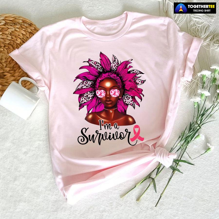 I’m A Survivor Leopard Black Girl Breast Cancer T-Shirt - Image 6