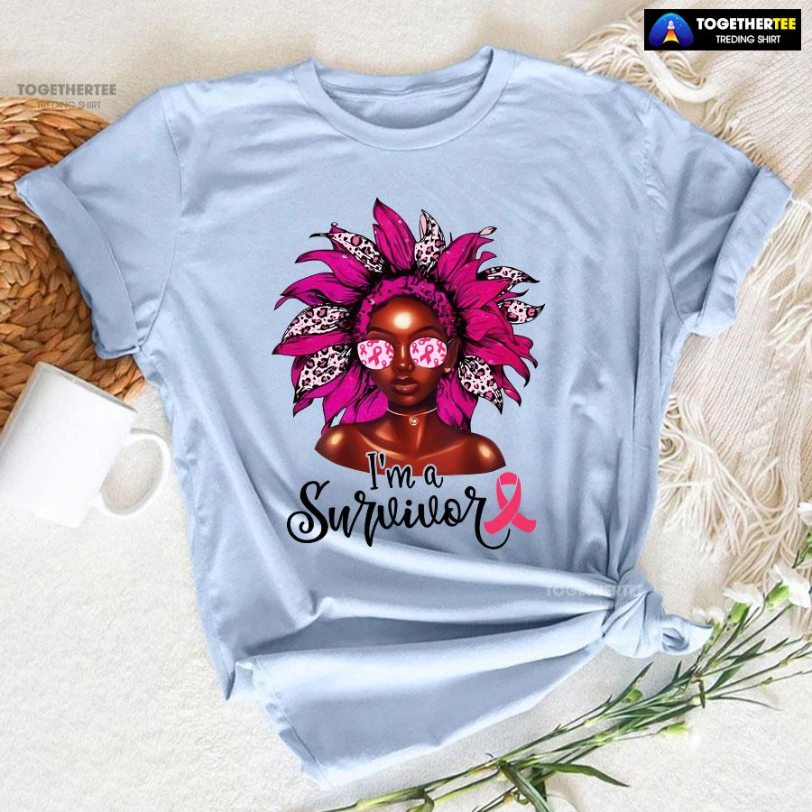 I’m A Survivor Leopard Black Girl Breast Cancer T-Shirt - Image 7