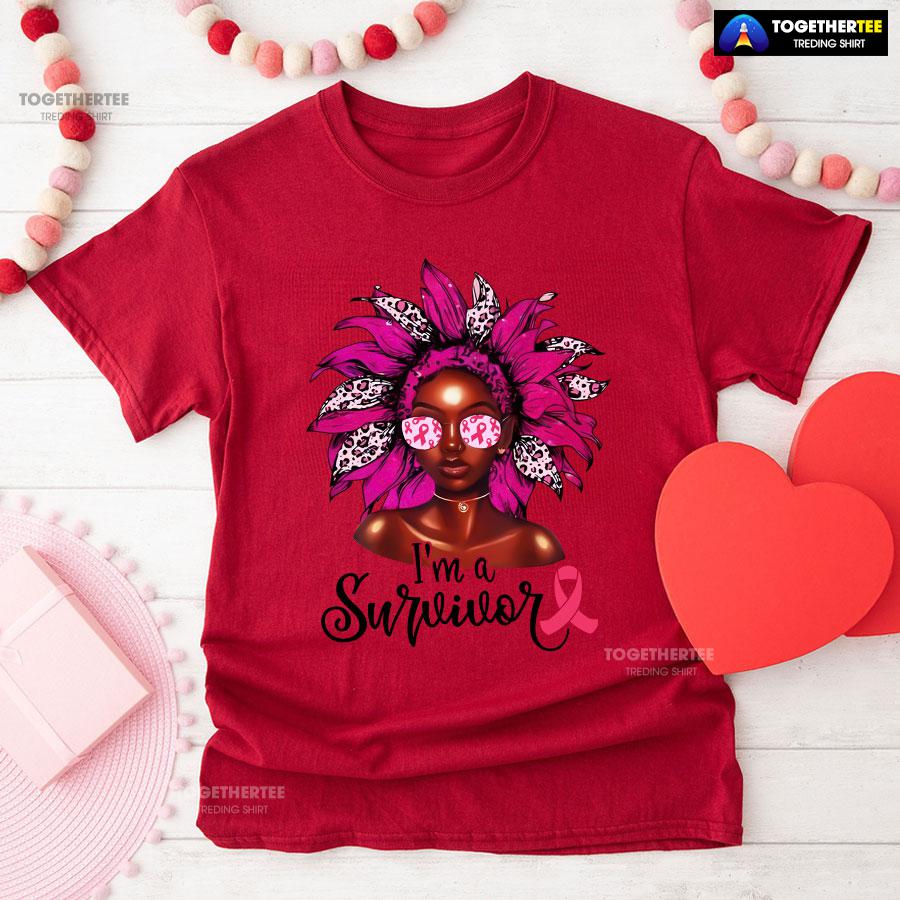 I’m A Survivor Leopard Black Girl Breast Cancer T-Shirt - Image 9
