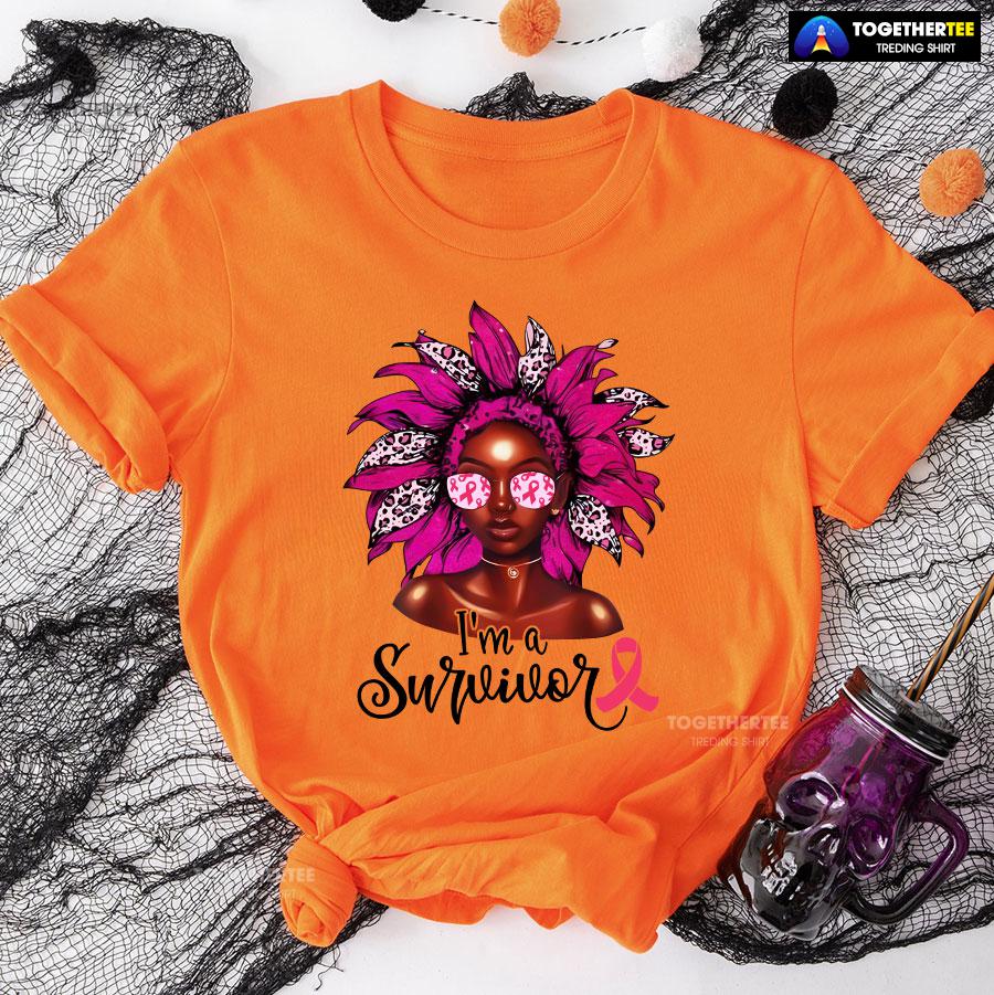 I’m A Survivor Leopard Black Girl Breast Cancer T-Shirt - Image 10