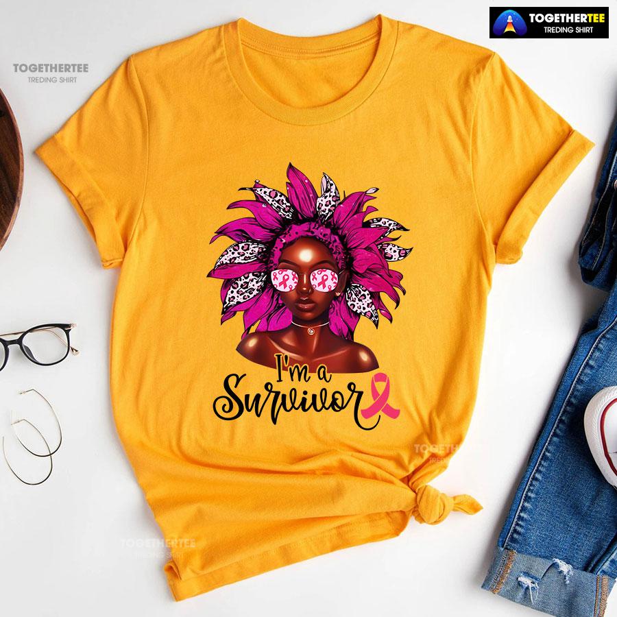 I’m A Survivor Leopard Black Girl Breast Cancer T-Shirt - Image 11
